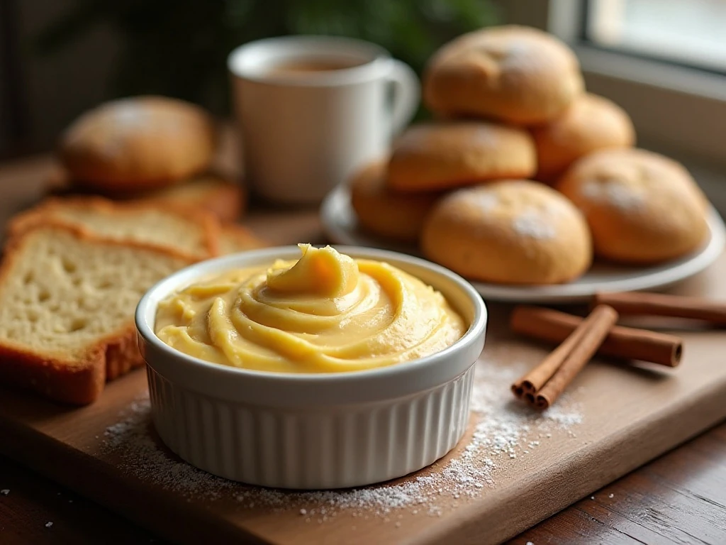 Gingerbread butter served with toast and biscuits for a holiday breakfast