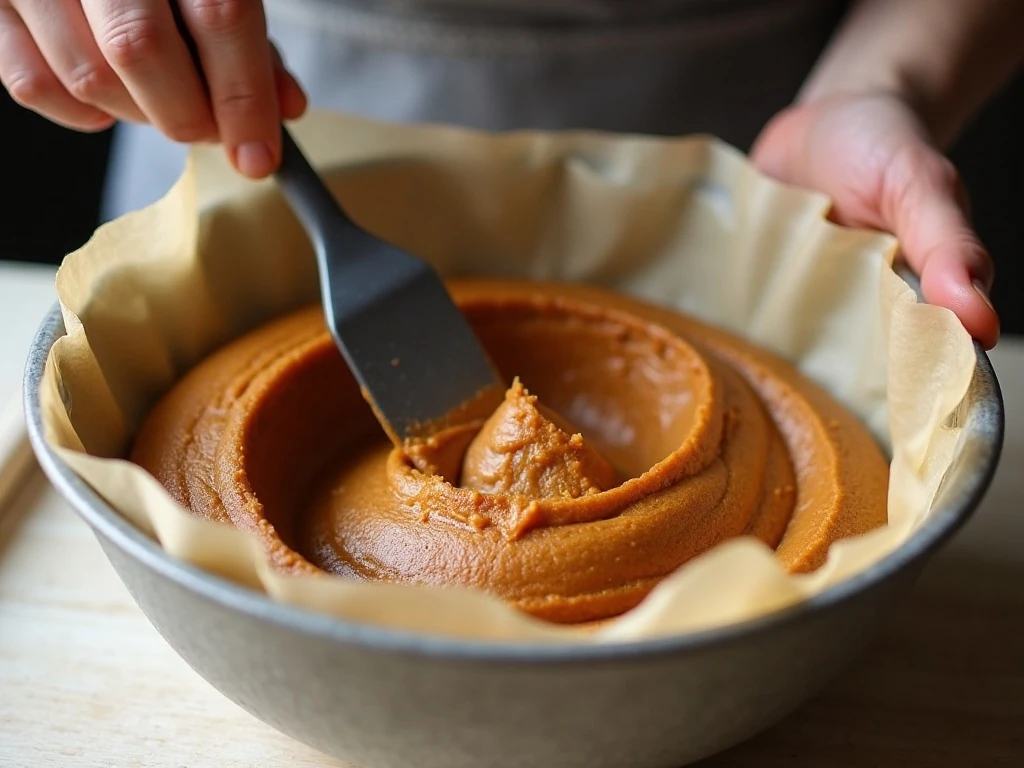 Fluffy gingerbread butter ready to shape into a log