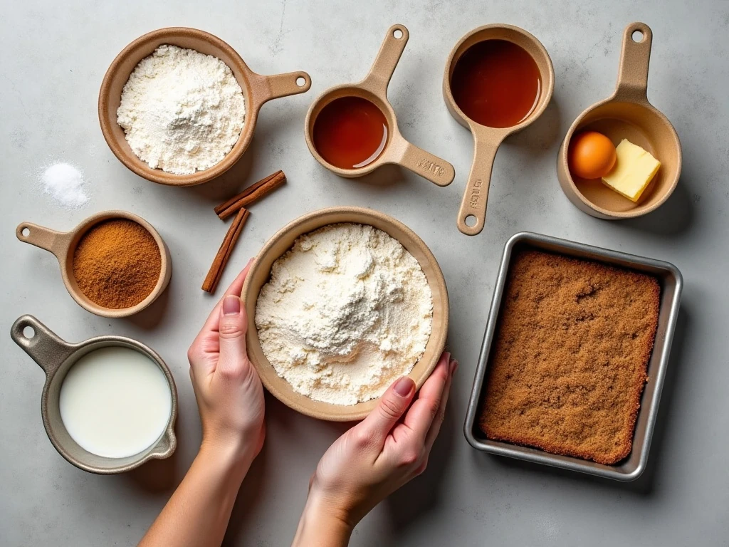 Ingredients for easy gingerbread crumb cake
