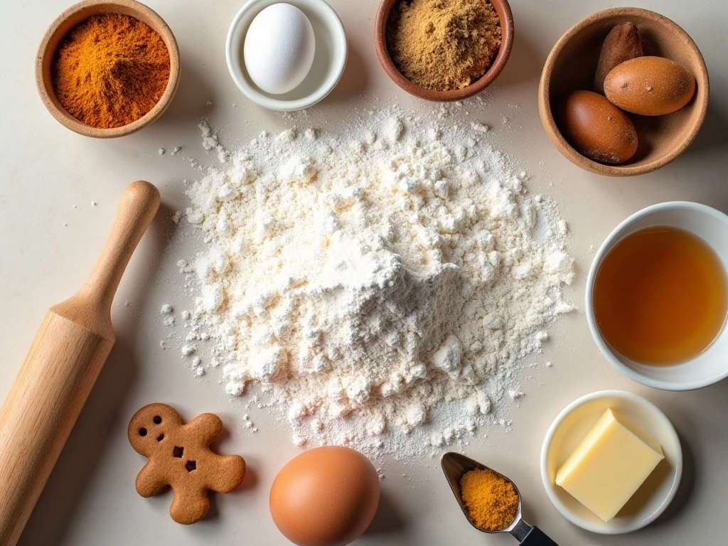 Ingredients for easy gingerbread men pastries