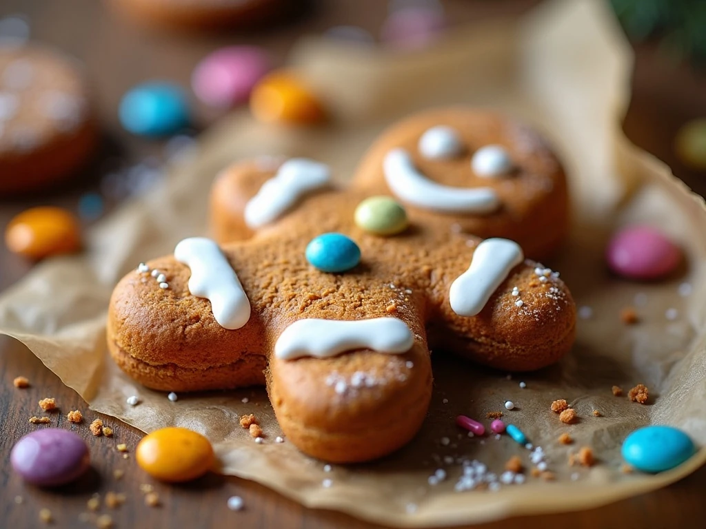 Close-up of iced gingerbread man pastry decoration