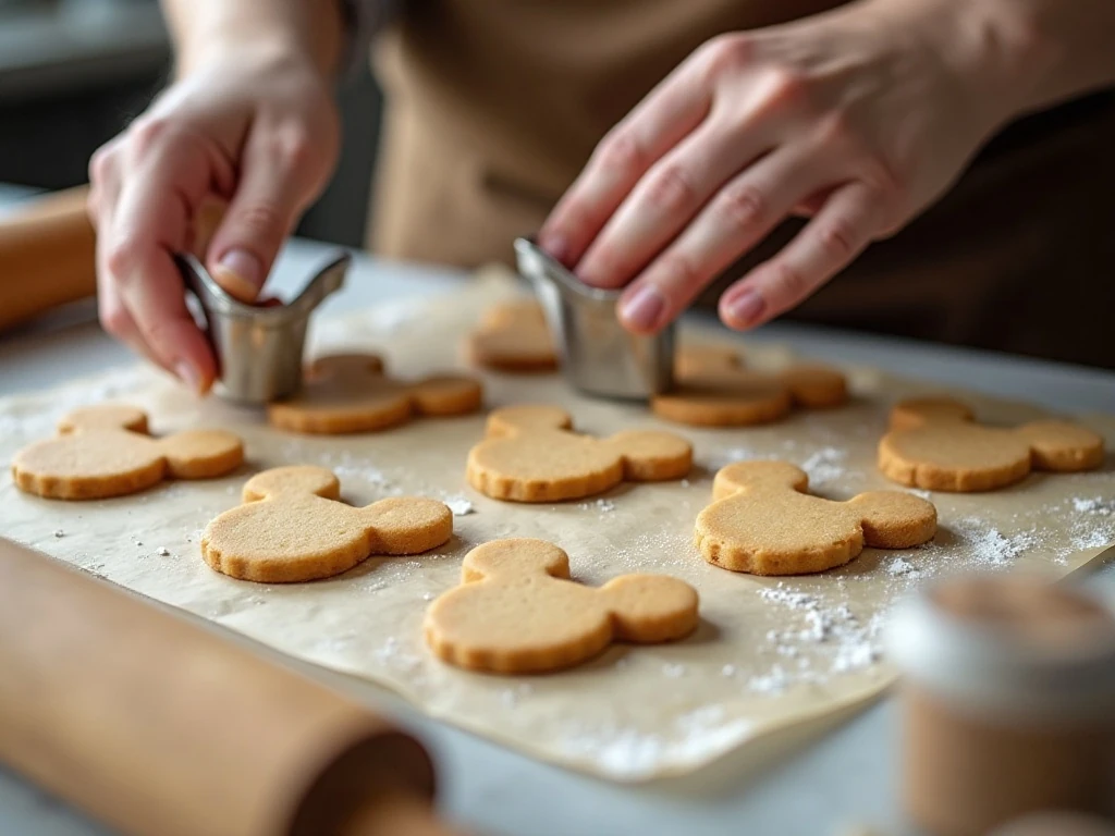 Unbaked Mickey Mouse gingerbread shapes ready for the oven