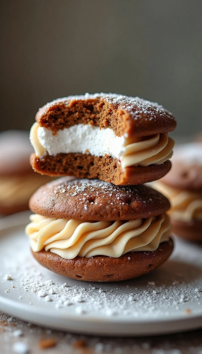 Soft and Chewy Gingerbread Whoopie Pies Recipe with Marshmallow Buttercream
