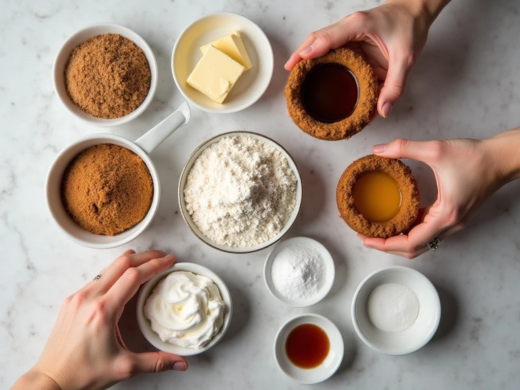 Ingredients for gingerbread whoopie pies and marshmallow buttercream