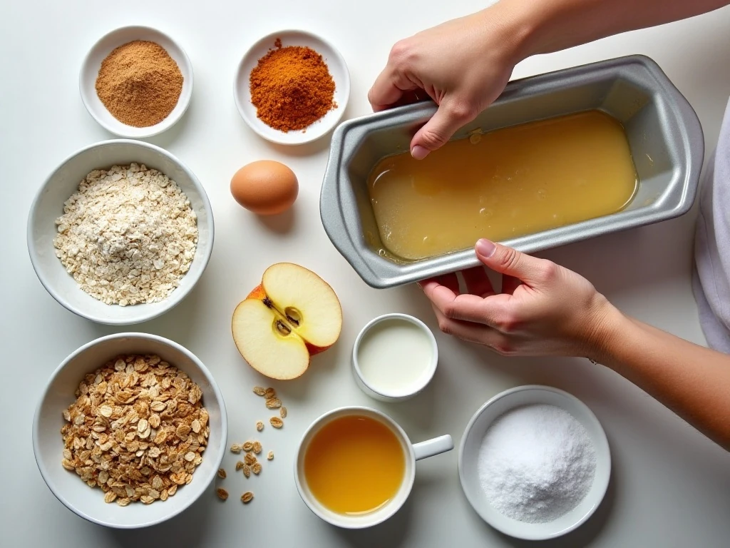 Ingredients for glazed apple cinnamon oatmeal bread