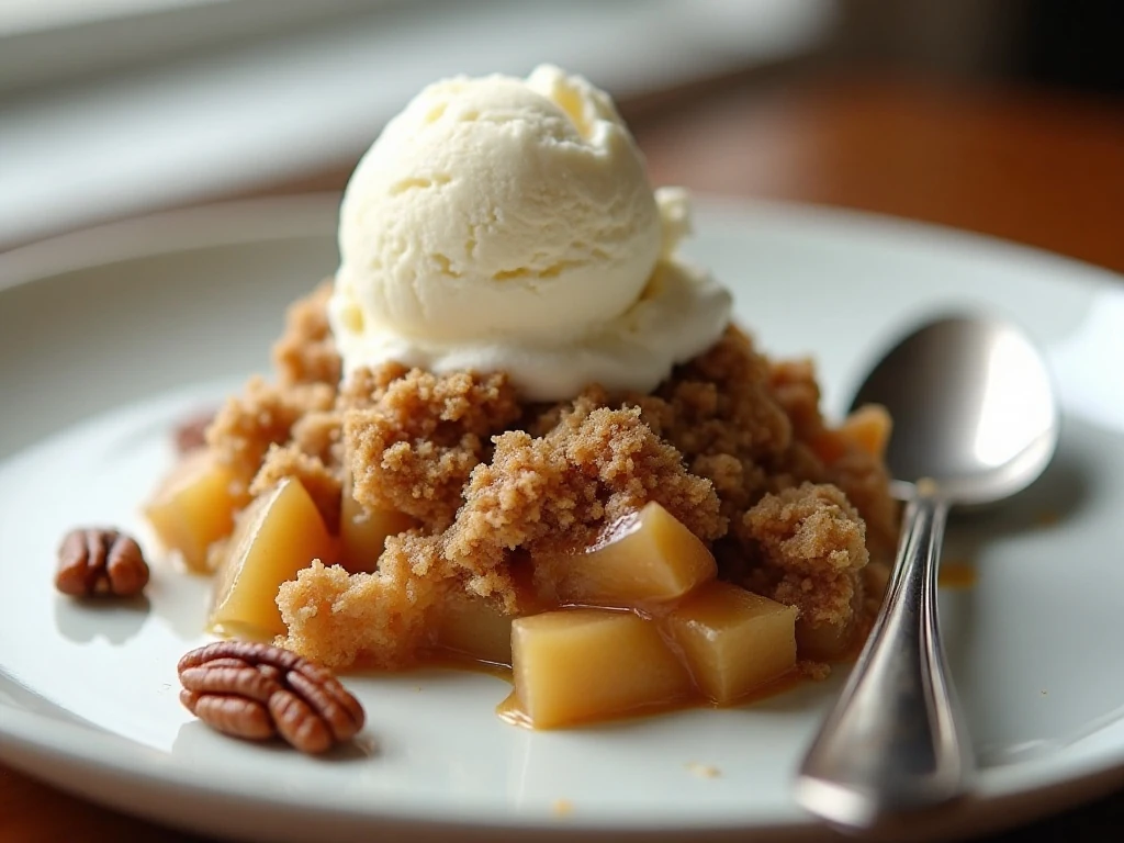 Gluten-free apple crisp with ice cream and yogurt serving ideas