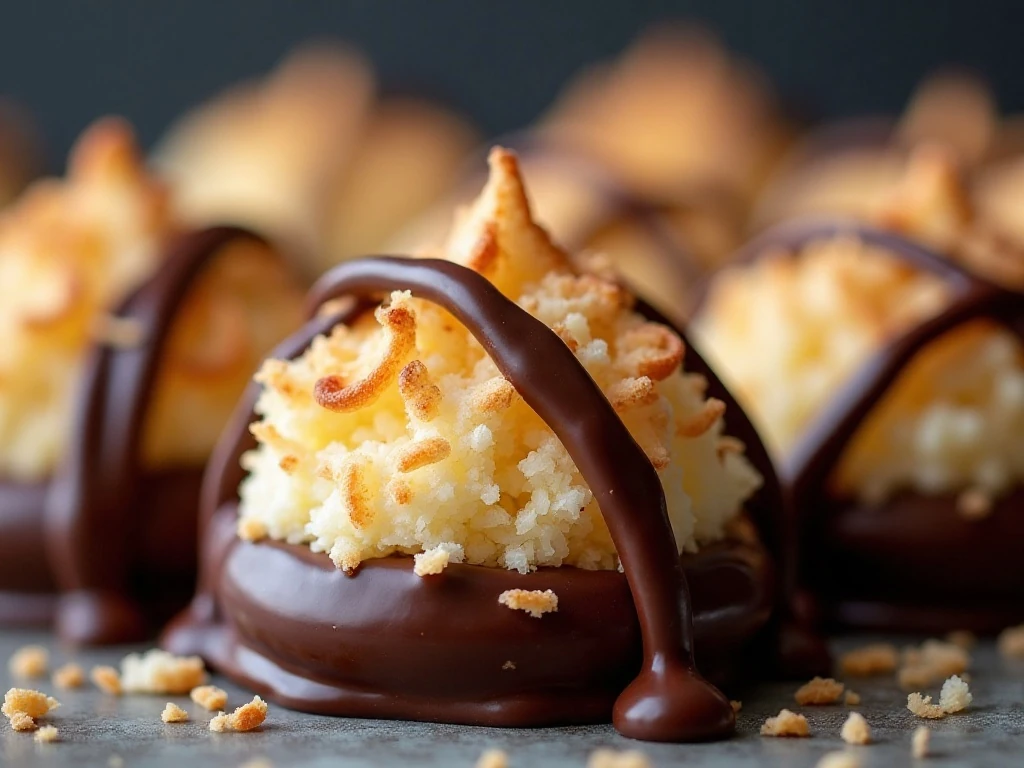 Chocolate-dipped gluten-free coconut macaroons