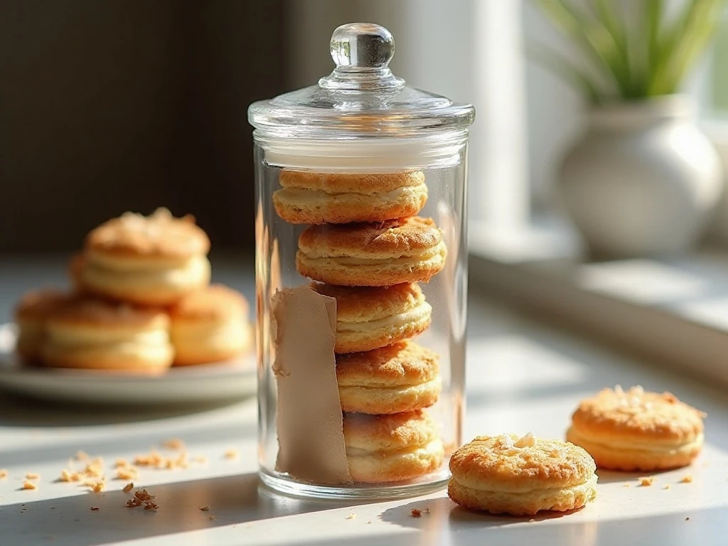 Coconut macaroons stored in an airtight container
