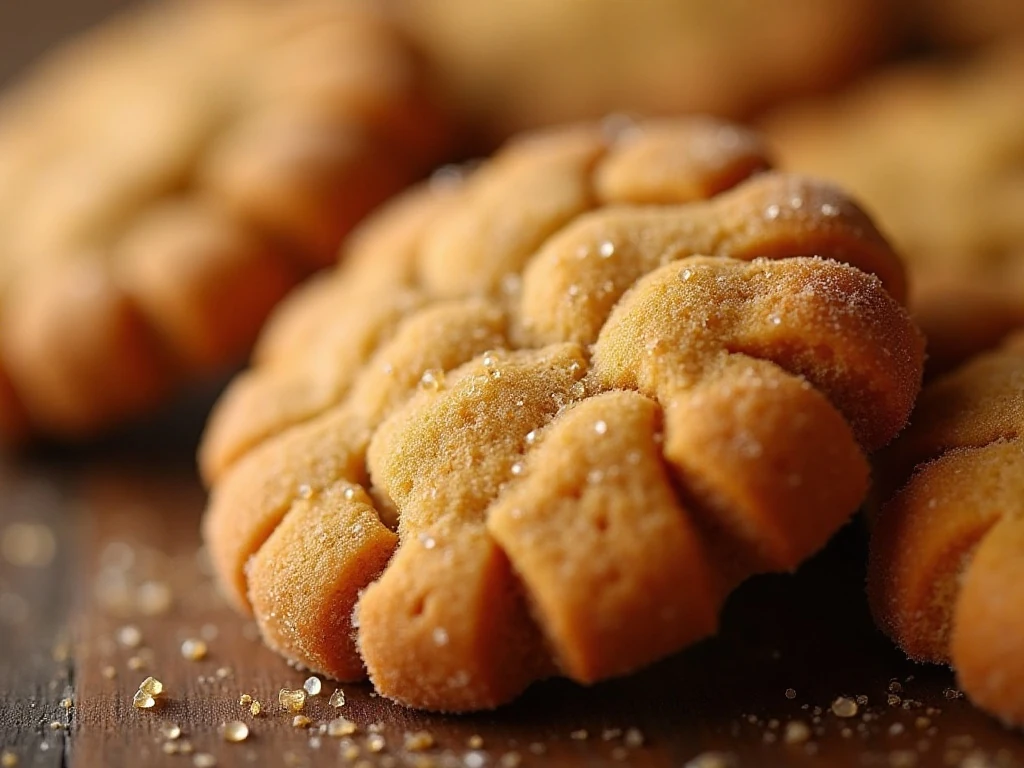 Close-up of soft pumpkin cookie edges and sugar topping