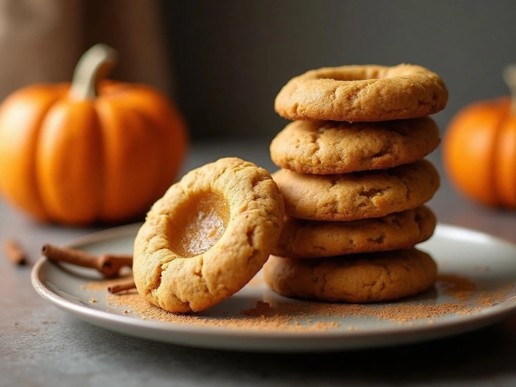 Soft gluten-free pumpkin cookies arranged on a platter