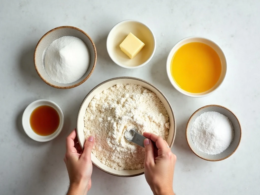 Ingredients for easy gluten-free waffles arranged on a countertop