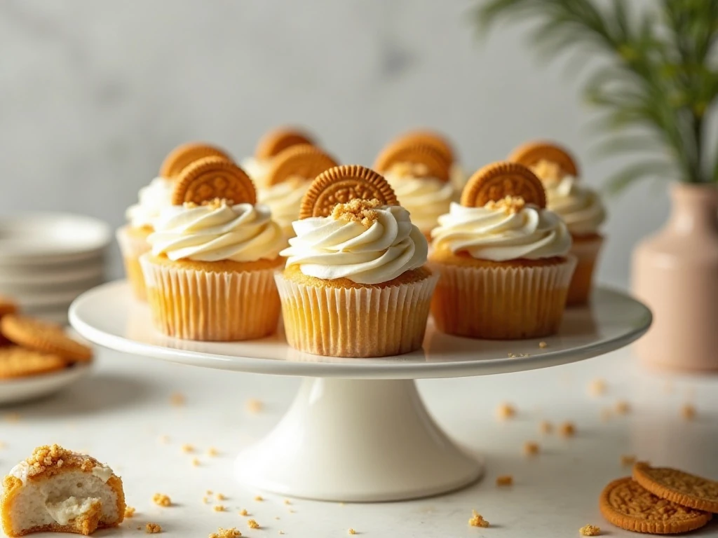 Golden Oreo cupcakes with vanilla cake and cookie buttercream
