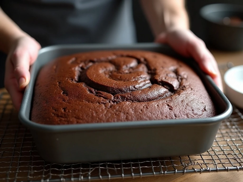 Soft jiggly center of freshly baked gooey butter cake