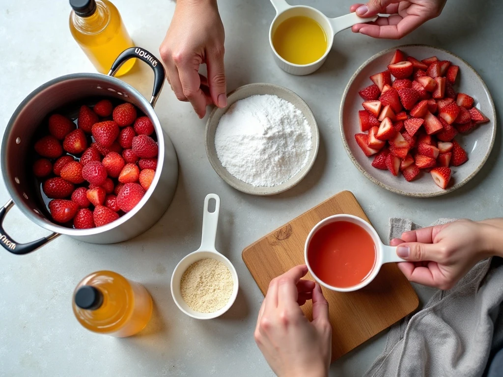 Ingredients for Grandma Soffia's strawberry rhubarb jam