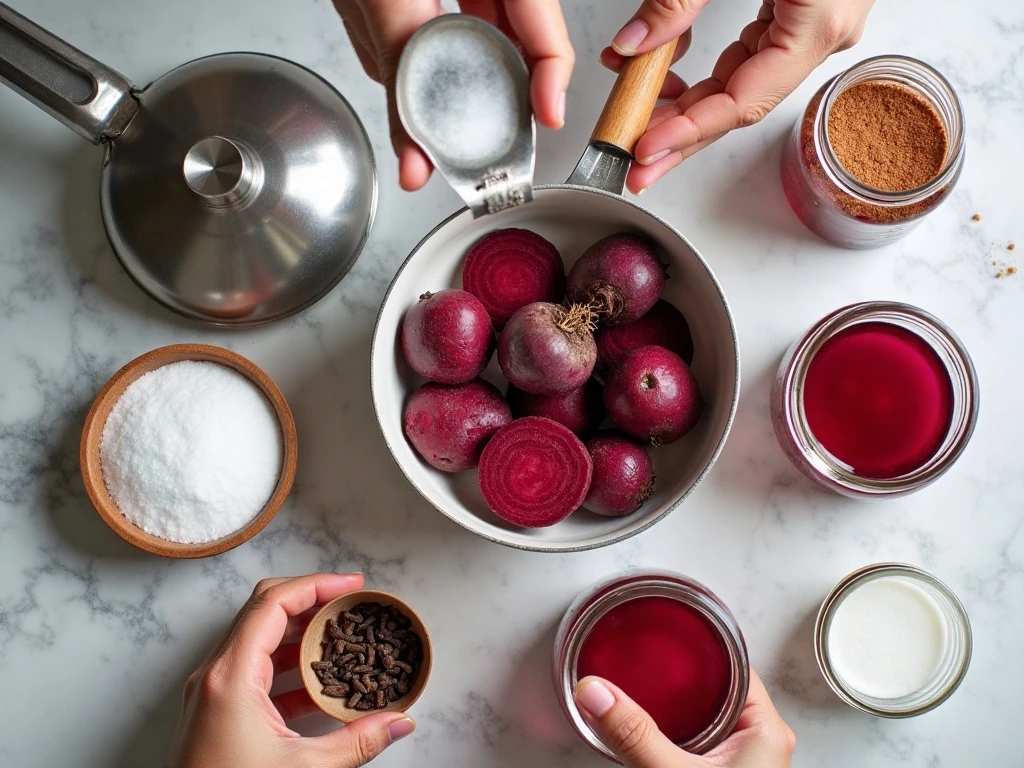 Ingredients for healthy homemade pickled beets