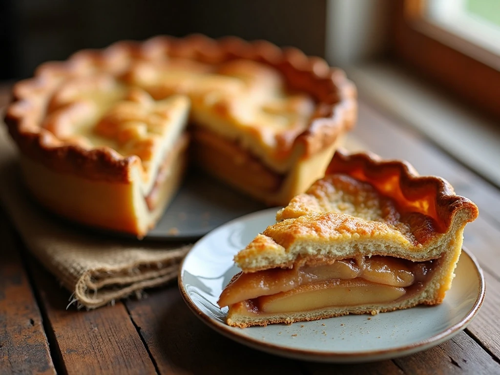 Grandma's old-fashioned apple pie with a golden flaky crust
