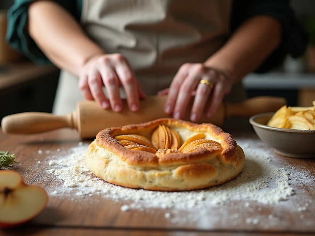 Preparing flaky pie dough and spiced apple filling
