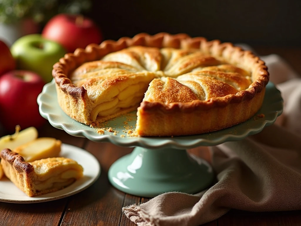 Classic homemade apple pie ready to serve