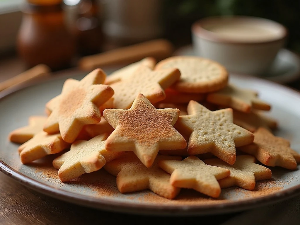 A plate of assorted Grandma’s Sand Tart Cookies with cinnamon sugar