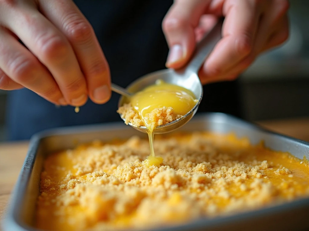 Buttery cracker crumbs prepared for the yellow squash casserole topping
