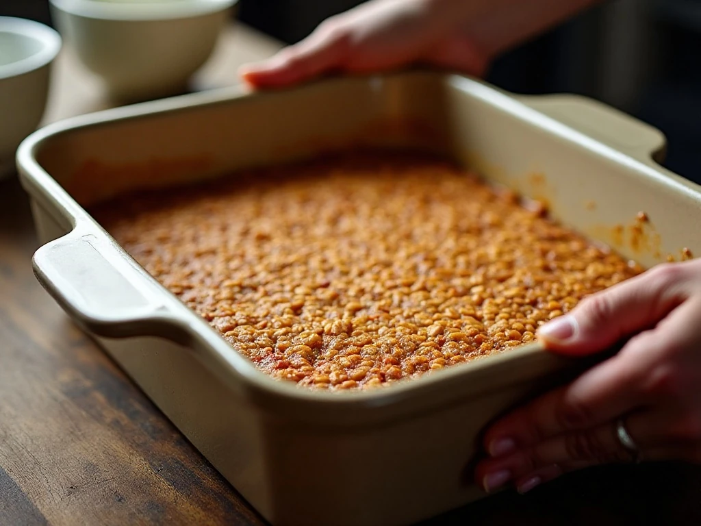 Grape-Nuts pudding baking in a water bath