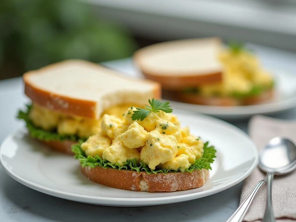 Stored homemade egg salad ready for serving