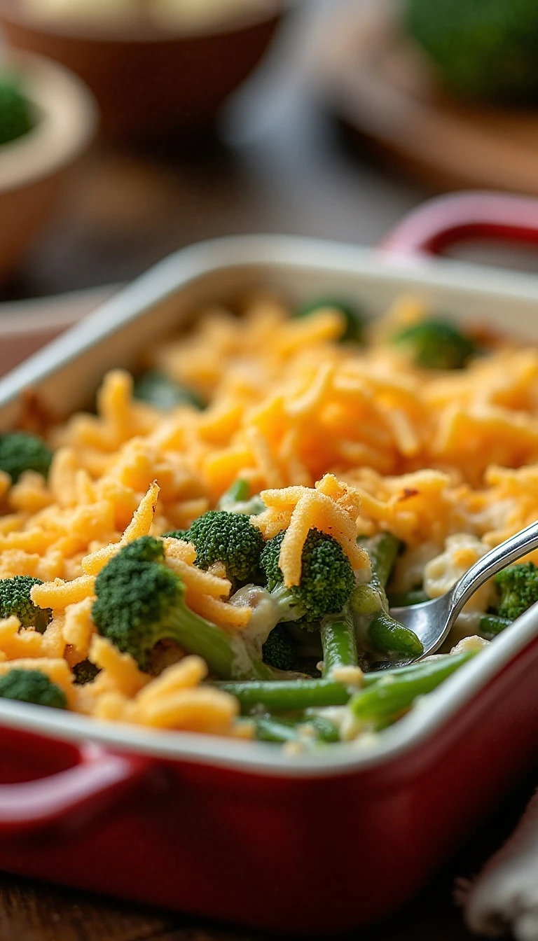 Easy Green Bean and Broccoli Casserole with Frozen Vegetables