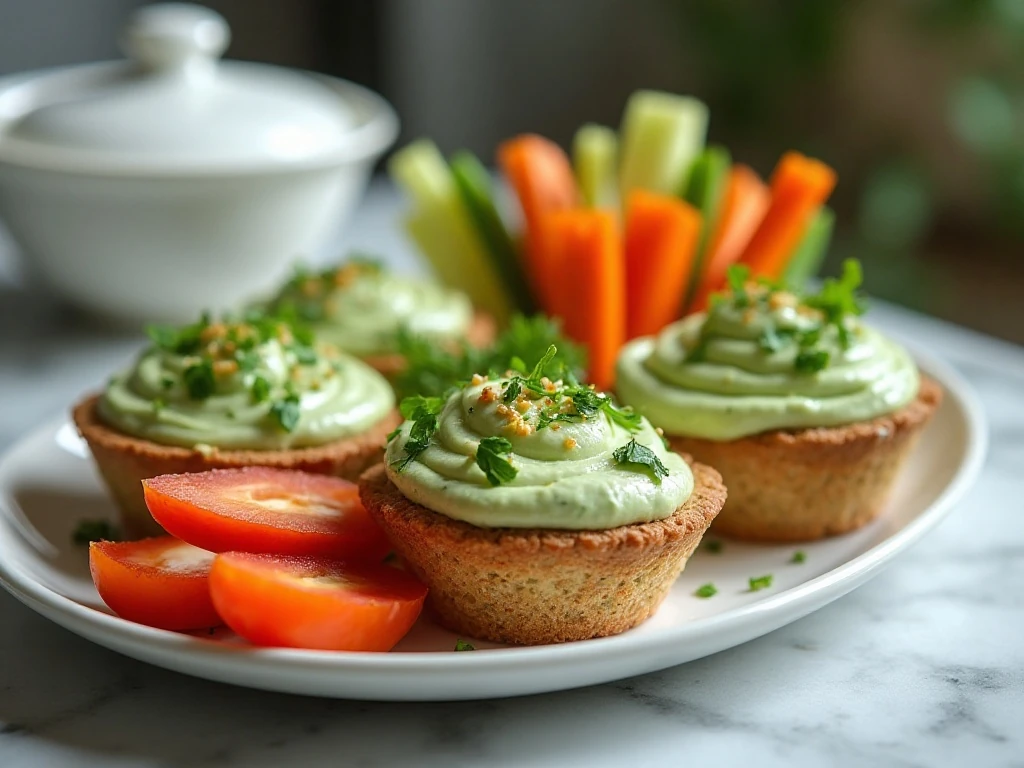Chilled green goddess veggie dip cups ready for serving