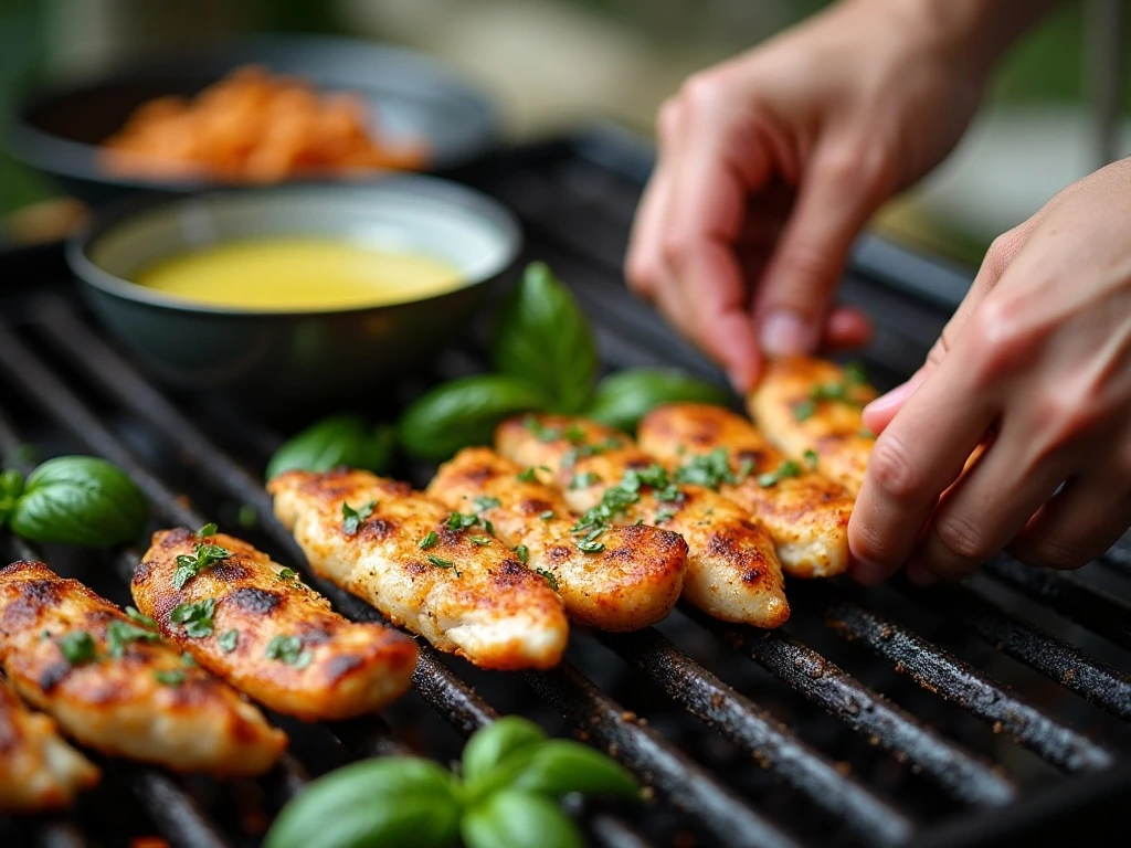 Pounded chicken cutlets grilling for chicken Milanese