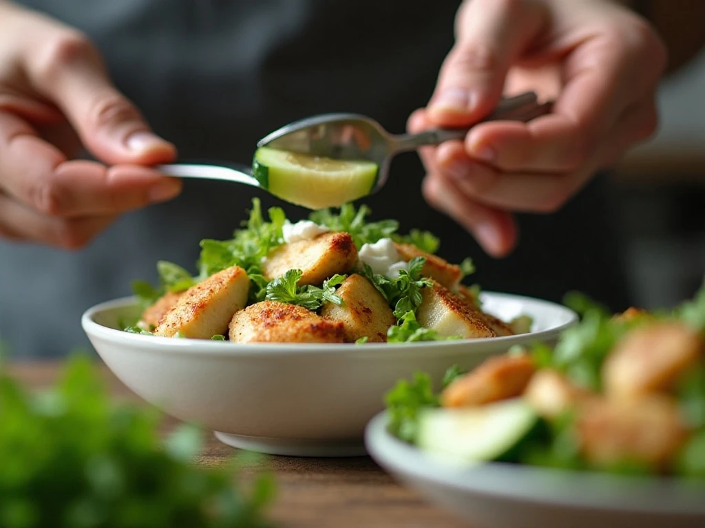 Preparing hollow cucumber cups for chicken salad