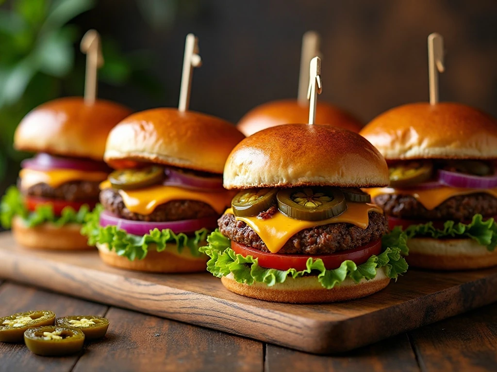 Smoky grilled chipotle burgers with cheese and fresh toppings