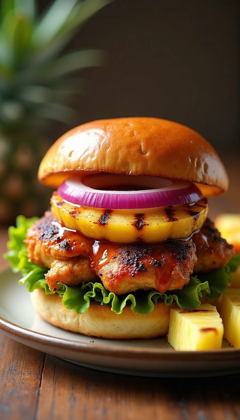 Grilled Hawaiian Chicken Sandwich Recipe with Pineapple and Teriyaki