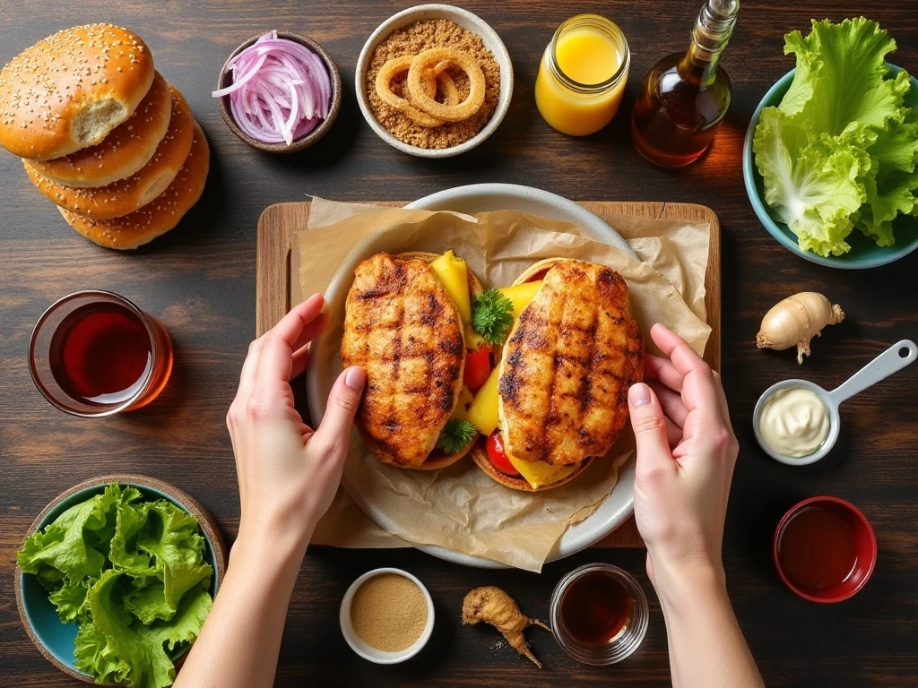 Ingredients for grilled Hawaiian chicken sandwiches