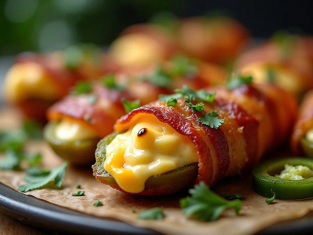 Close-up of creamy grilled jalapeño popper filling