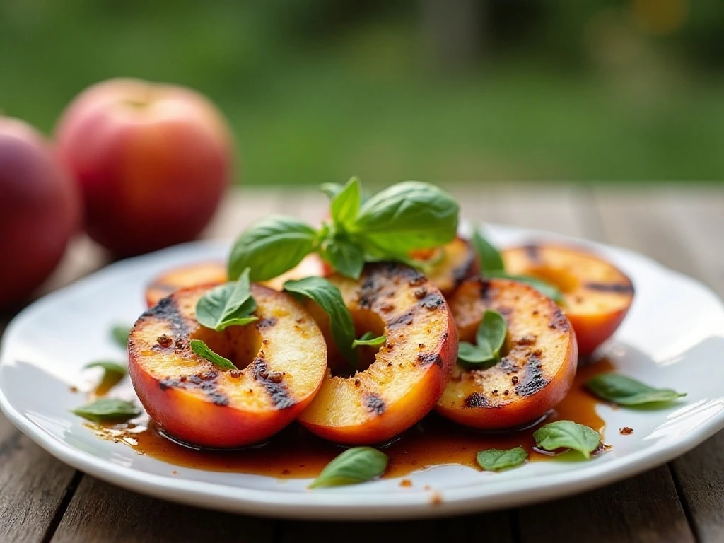 Grilled peach Caprese salad ready to serve