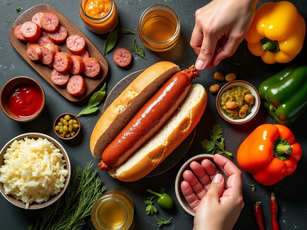 Ingredients for an ultimate grilled sausage bar