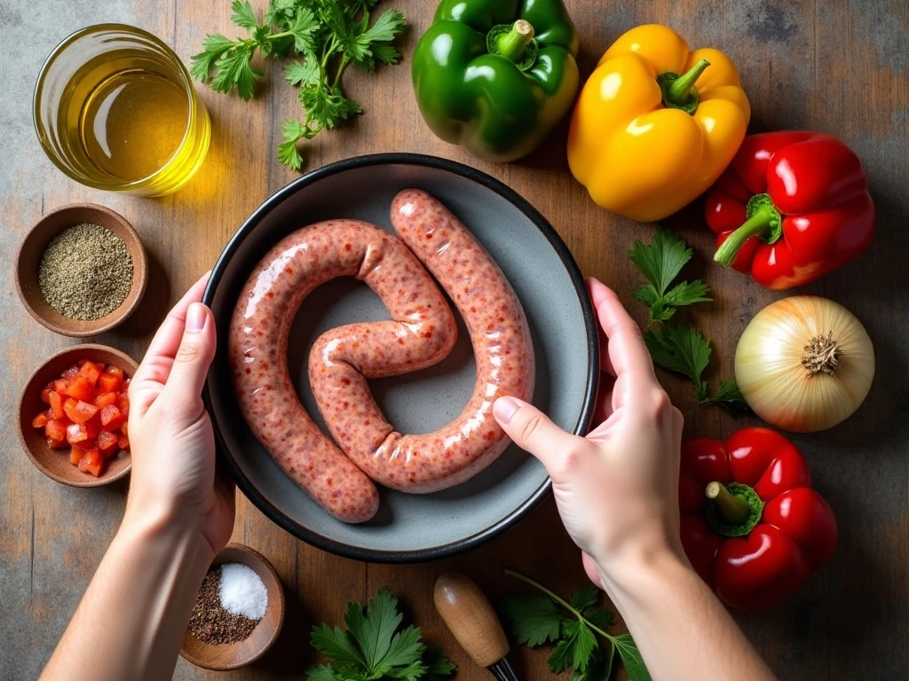 Ingredients for grilled sausage peppers and onion casserole