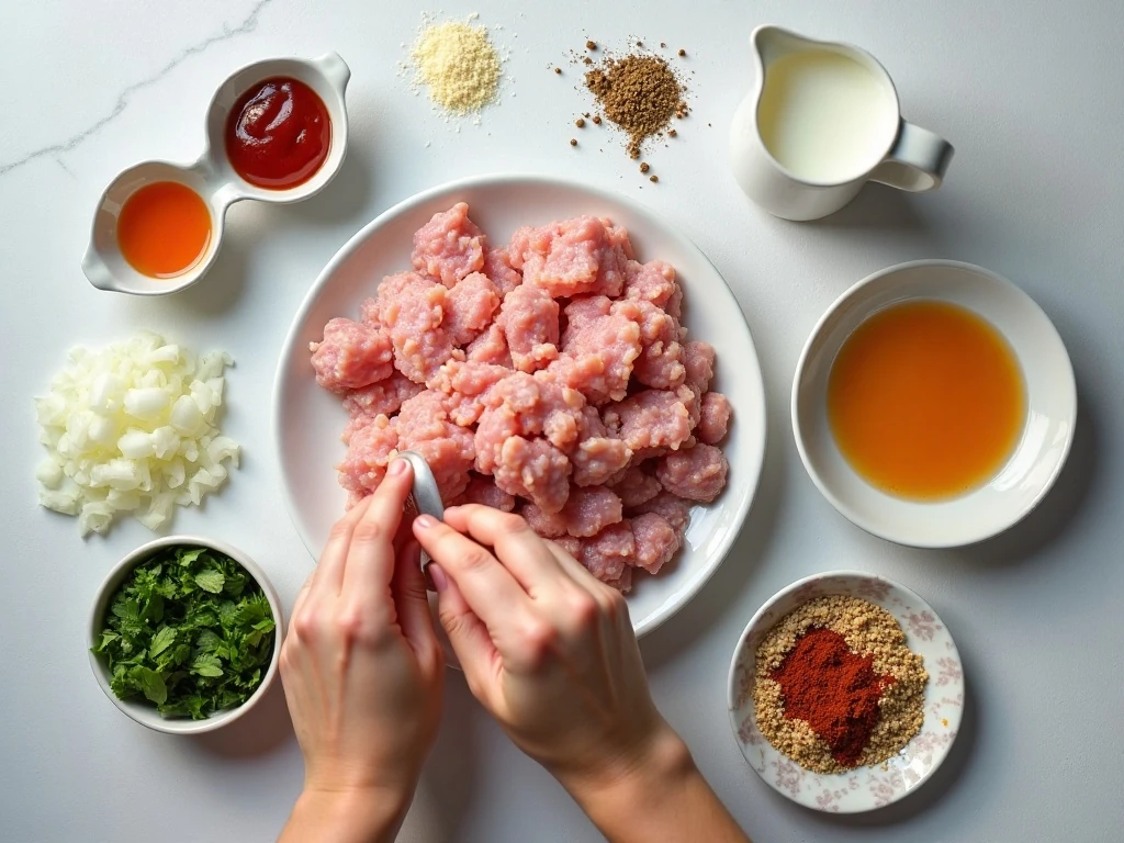 Ingredients for healthy ground turkey meatloaf and ketchup glaze