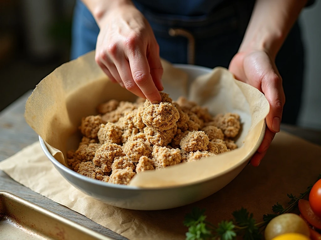 Mixing the turkey meatloaf ingredients gently in a bowl