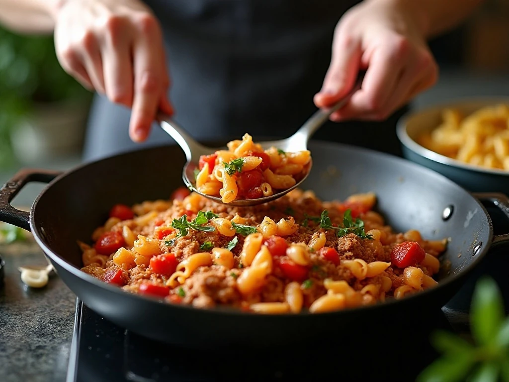 Cooking ground turkey sauce for a pasta dinner