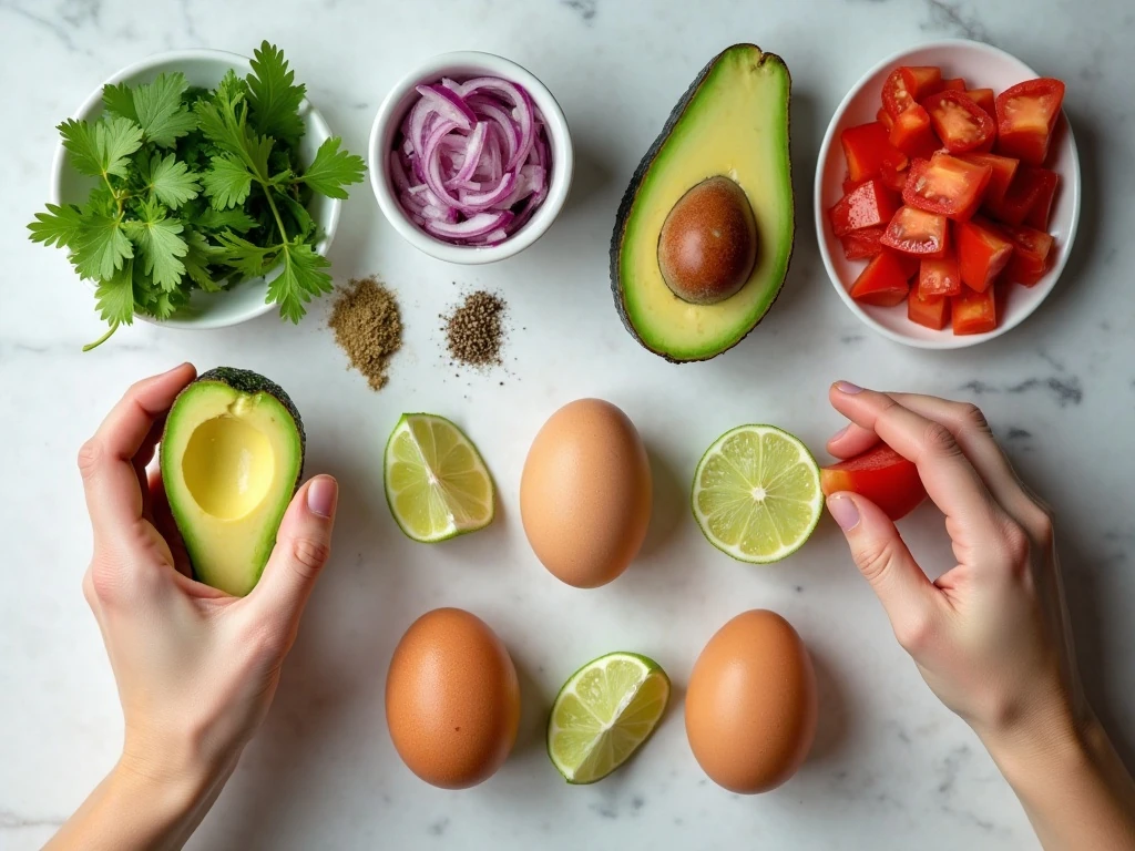 Ingredients for guacamole deviled eggs