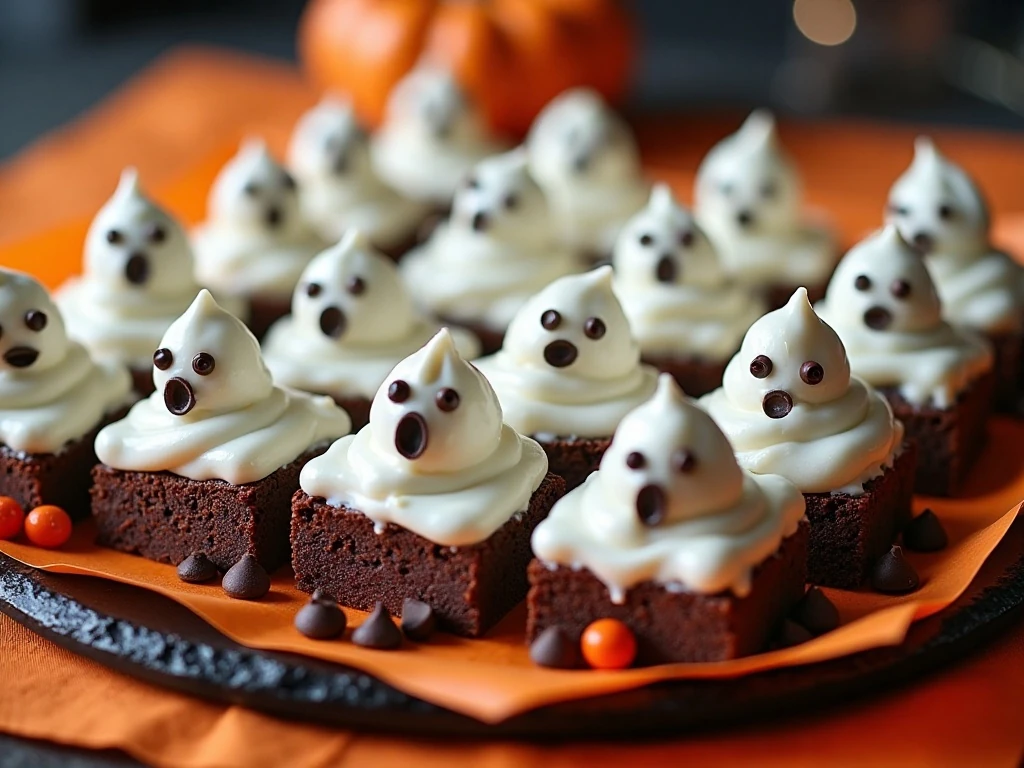 Halloween party platter of ghost brownies