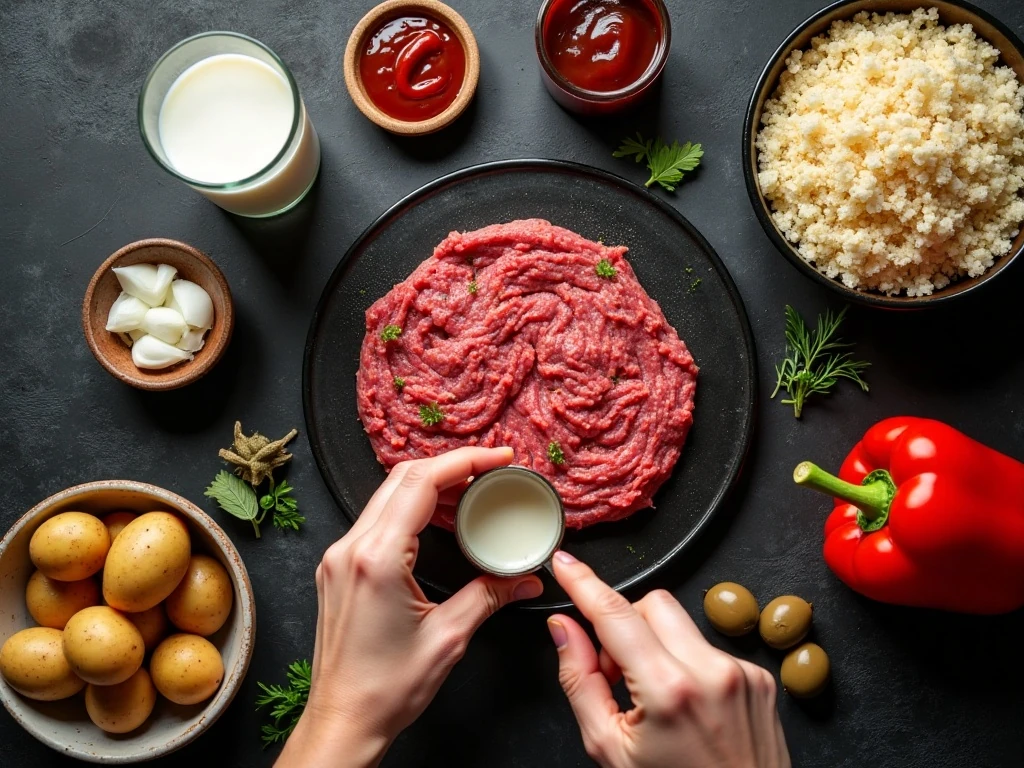 Ingredients for Halloween meatloaf and optional decorations