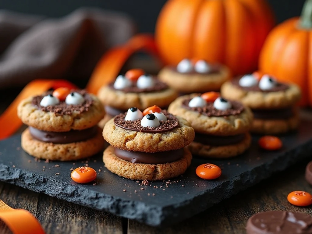 Decorated Halloween Monster Cookies ready to serve