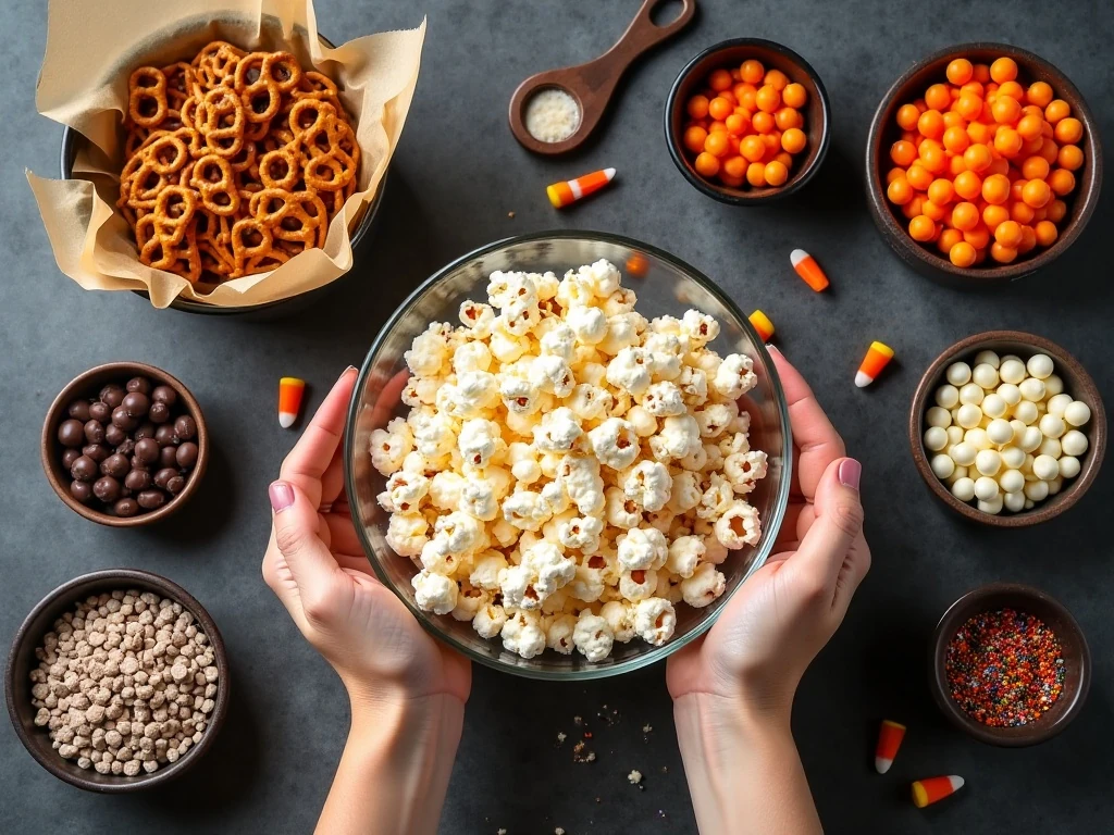 Ingredients for easy Halloween popcorn recipe