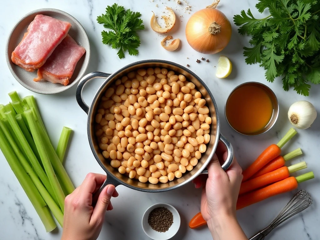 Ingredients for easy ham and bean soup