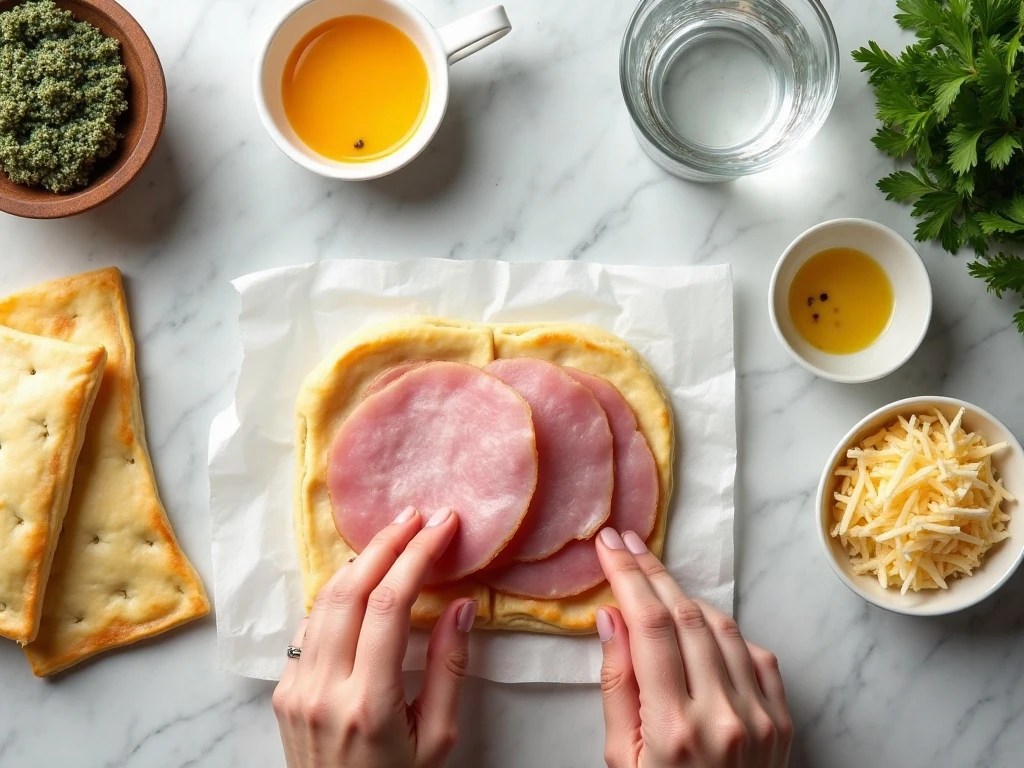 Ingredients for easy ham and cheese pinwheels