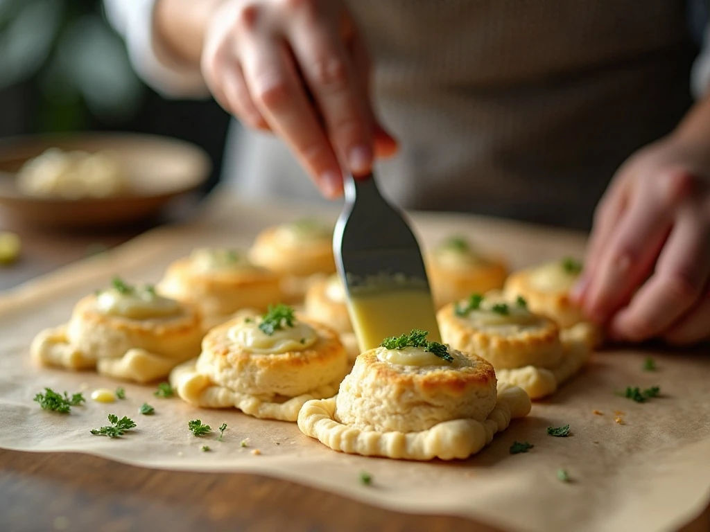 Sealed breakfast bombs brushed with seasoned butter