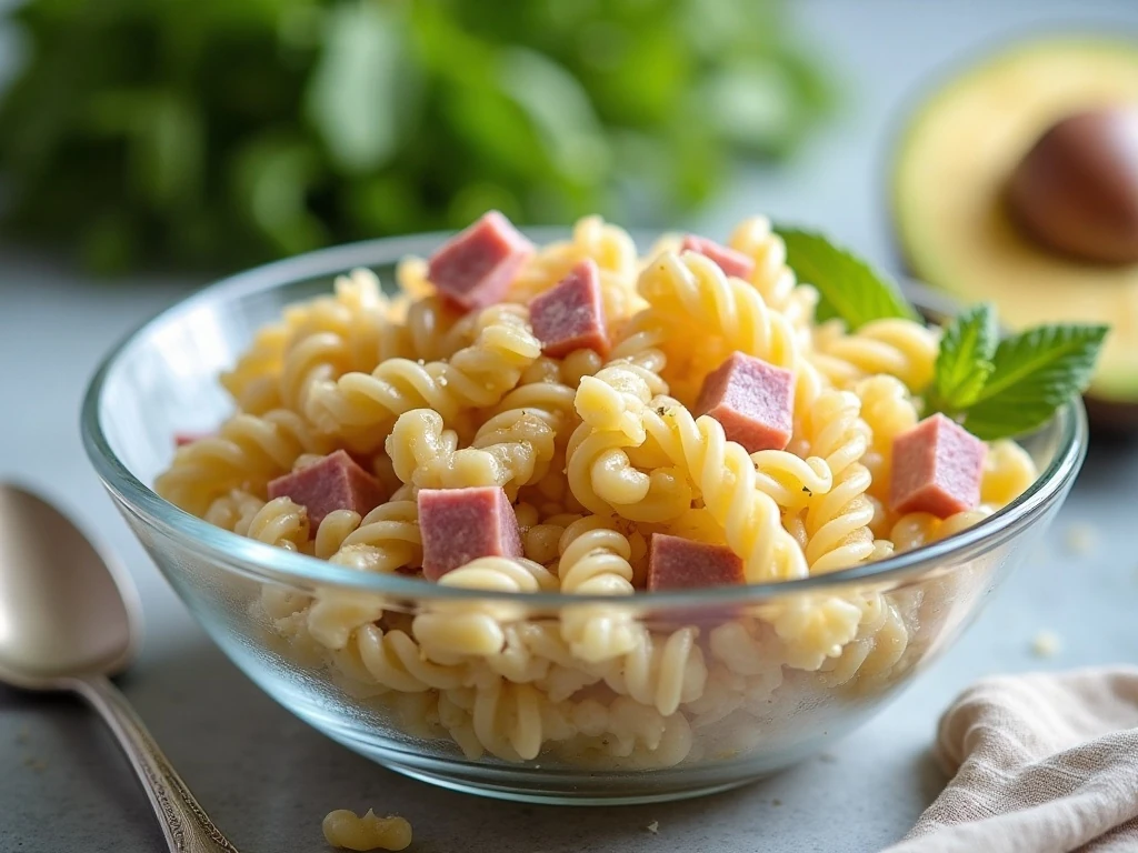Make-ahead ham and pineapple pasta salad ready to serve