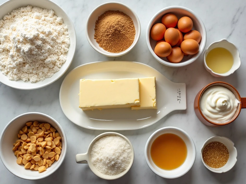 Ingredients for cream soda butterbeer cupcakes and butterscotch frosting